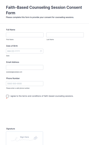 Faith Based Counseling Session Consent Form Template