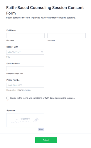 Faith Based Counseling Session Consent Form Template