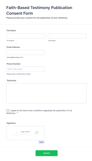 Faith Based Testimony Publication Consent Form Template