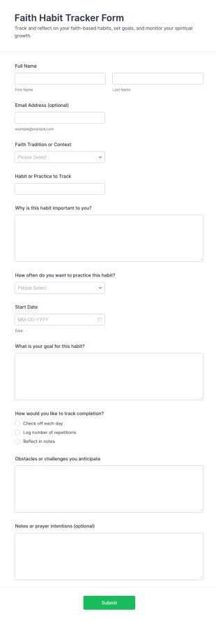 Faith Habit Tracker Form Template