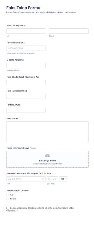 Faks Talep Form Şablonu