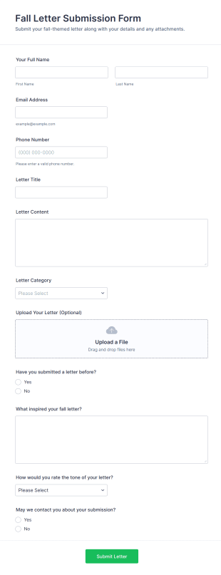 Fall Letter Submission Form Template