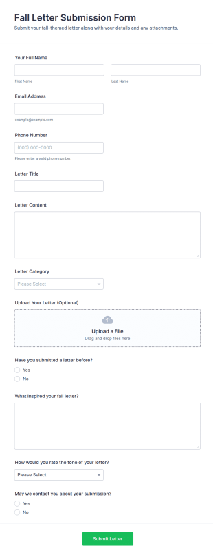Fall Letter Submission Form Template