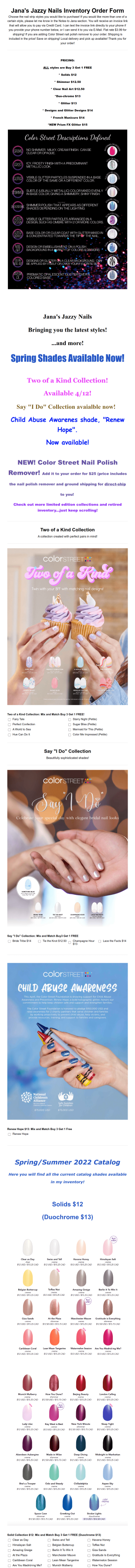 Jana's Color Street Inventory Order Form Template