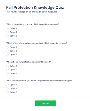 Fall Protection Knowledge Quiz Form Template
