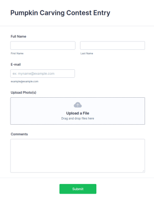 Fall Pumpkin Carving Contest Entry Form Template