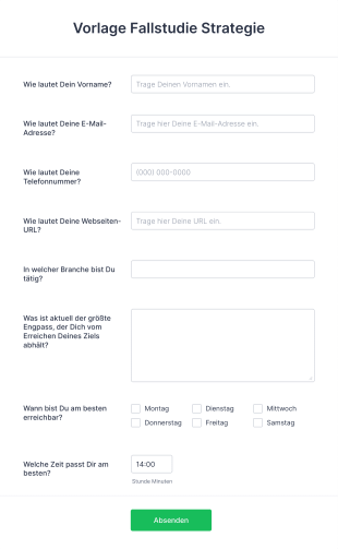Vorlage Fallstudie Strategie Form Template