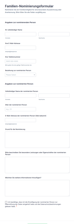 Familien Nominierungsformular