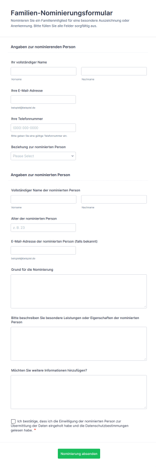 Familien Nominierungsformular