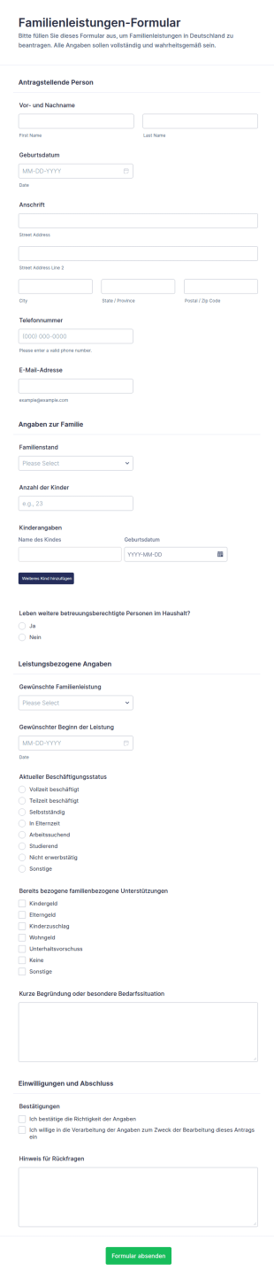 Familienleistungen Antragsformular
