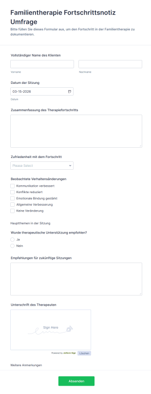 Familientherapie Fortschrittsnotiz Umfrage