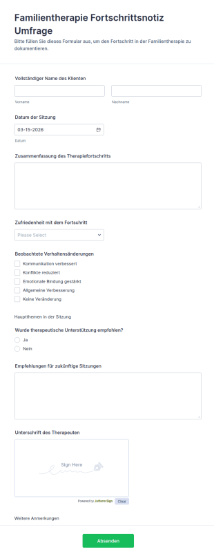 Familientherapie Fortschrittsnotiz Umfrage