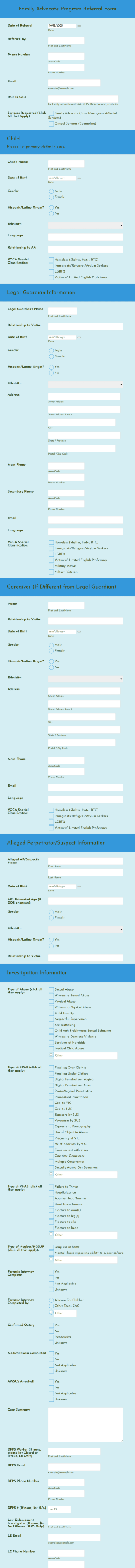 Family Advocate Program Referral Form Template