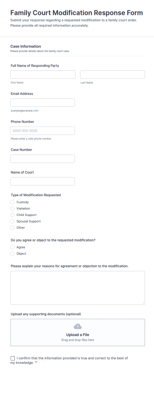 Family Court Modification Response Form Template