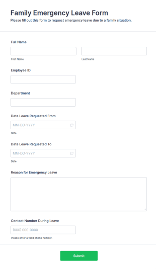 Family Emergency Leave Form Template