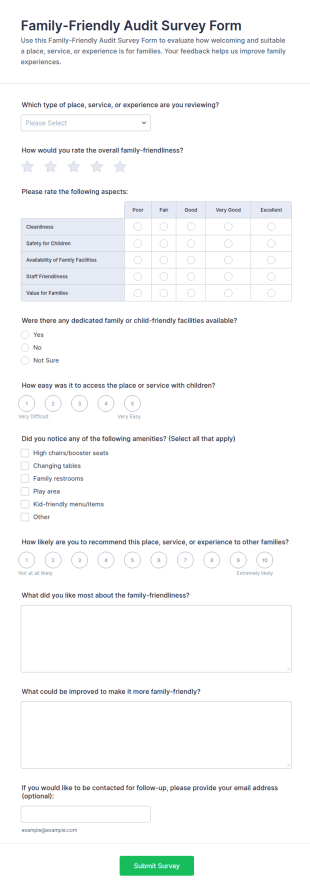 Family Friendly Audit Survey Form Template
