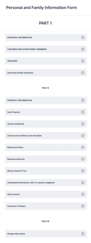 Personal And Family Information Form Template
