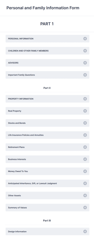 Personal And Family Information Form Template