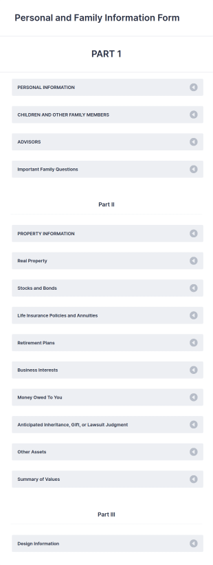Personal And Family Information Form Template