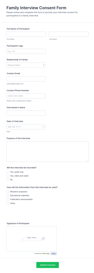 Family Interview Consent Form Template