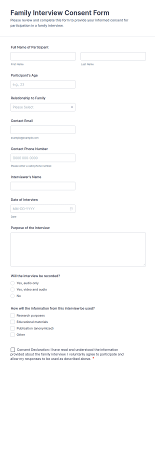 Family Interview Consent Form Template