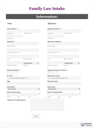 Family Law Intake Form Template