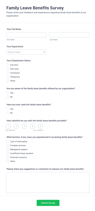 Family Leave Benefits Survey Form Template