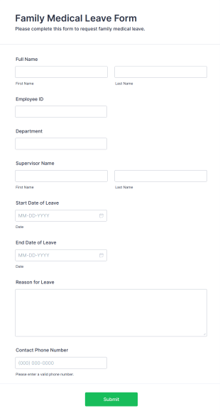 Family Medical Leave Form Form Template