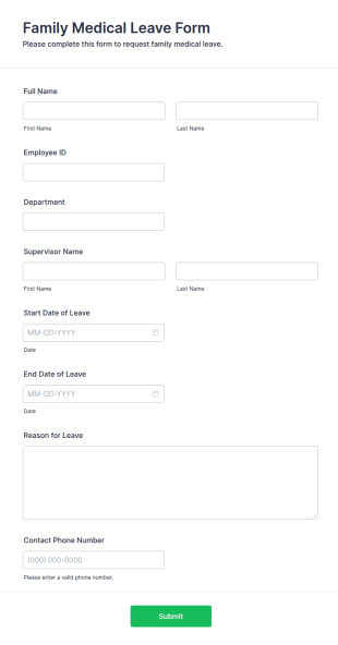 Family Medical Leave Form Template
