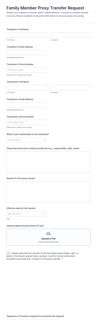 Family Member Proxy Transfer Request Form Template