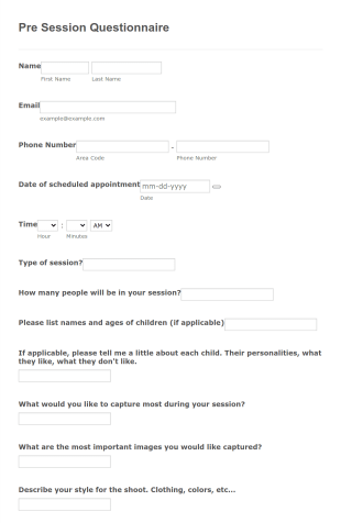 Family Pre Session Questionnaire Form Template