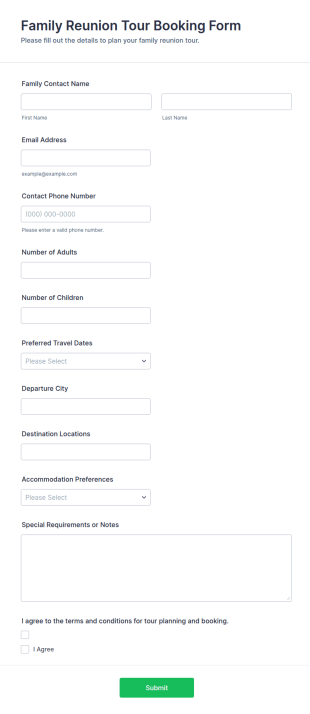 Family Reunion Tour Booking Form Template