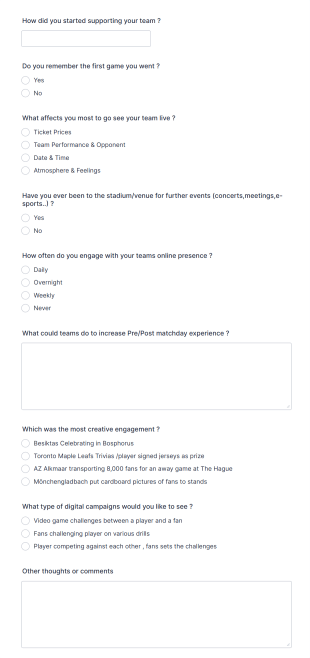 Fan Engagement Form Template