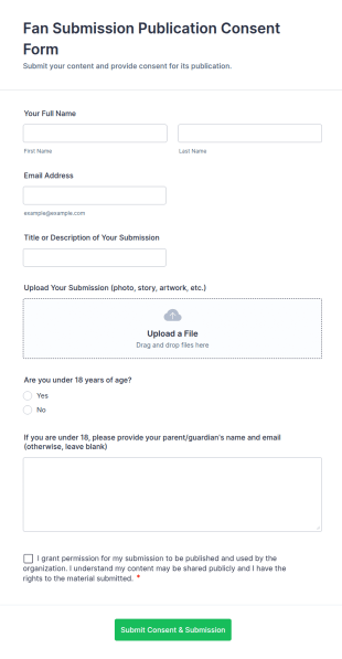 Fan Submission Publication Consent Form Template