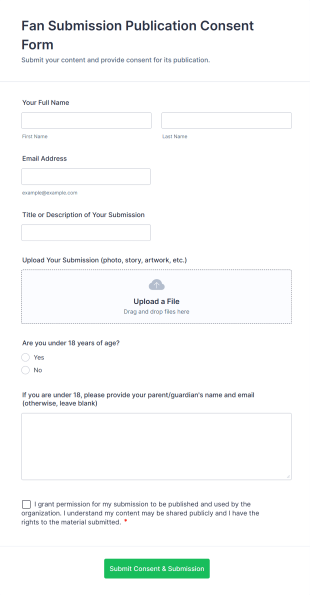 Fan Submission Publication Consent Form Template