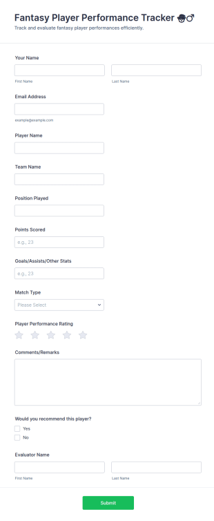 Fantasy Player Performance Tracker 🧙‍♂️ Form Template