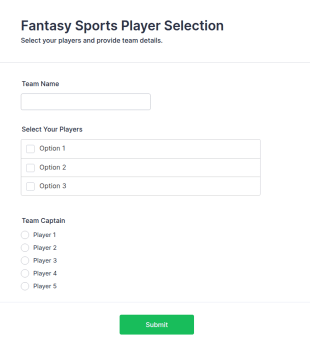 Fantasy Sports Player Selection Form Template