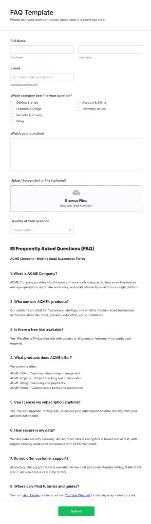 FAQ Template
