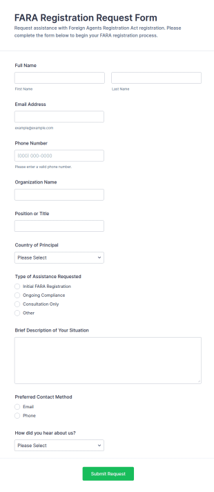 FARA Registration Request Form Template