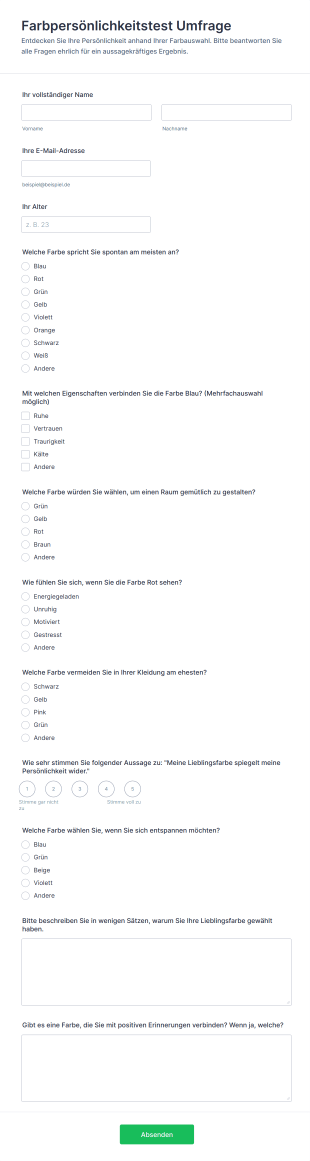 Farbpersönlichkeitstest Umfrage