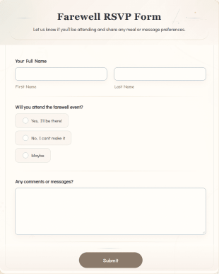 Farewell RSVP Form Template