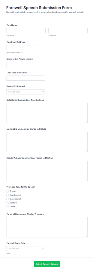 Farewell Speech Submission Form Template