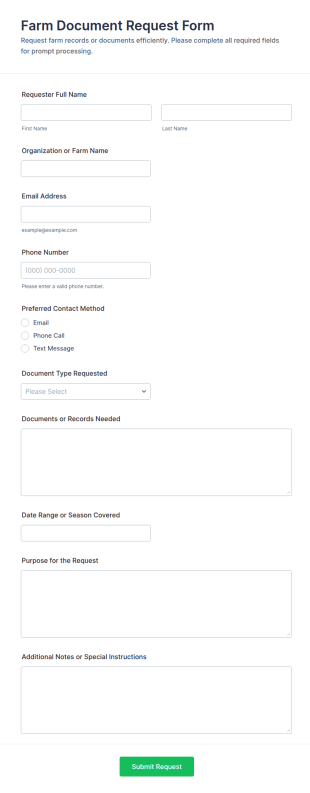 Farm Document Request Form Template