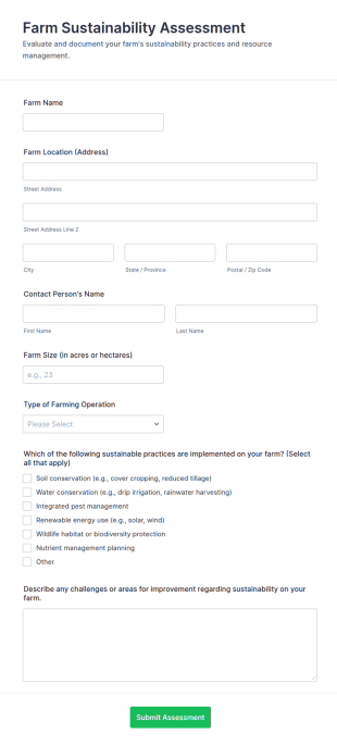 Farm Sustainability Assessment Form Template