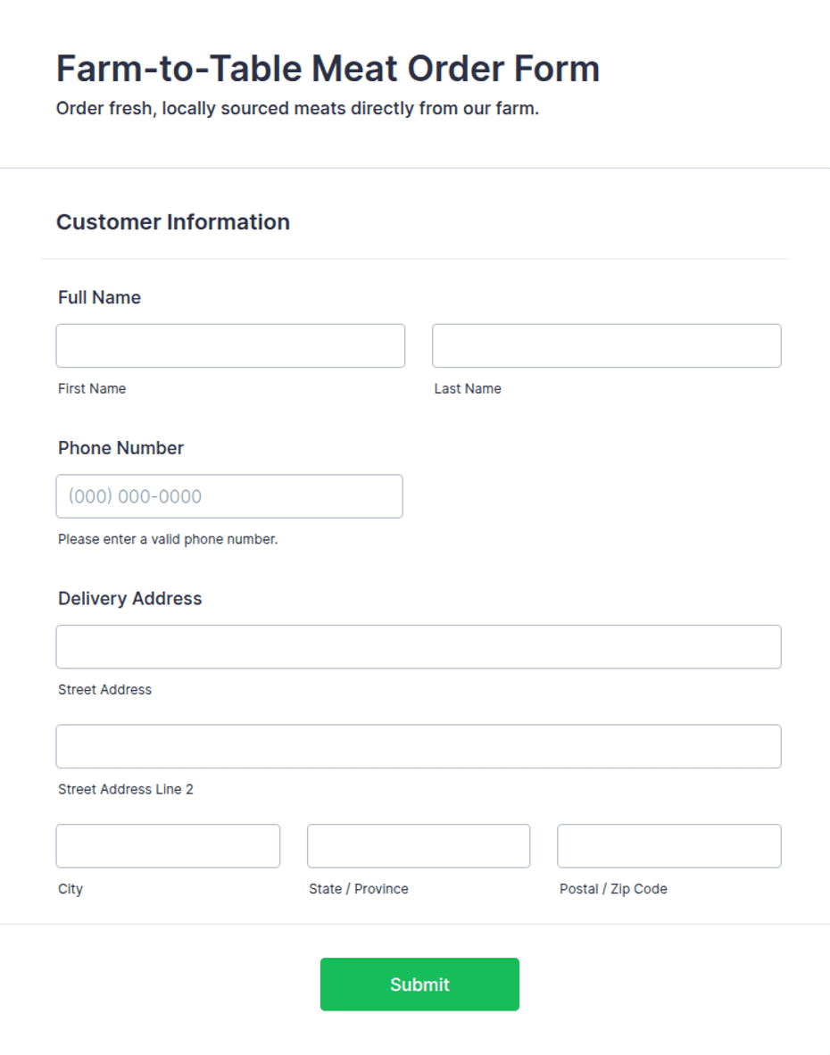 Meat Order Guide.pdf Farm-to-Table Meat Order Form Template | Jotform