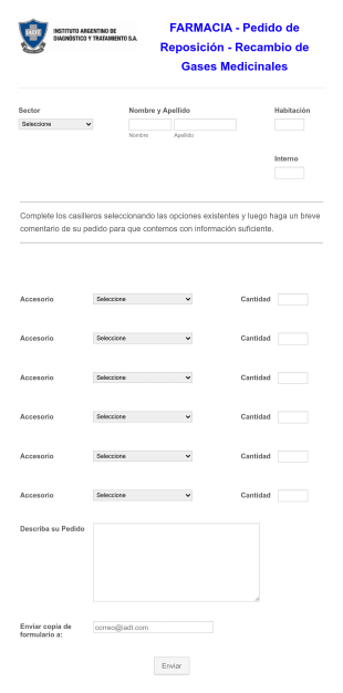 Farmacia Pedido De Reposición Recambio De Gases Medicinales Form Template