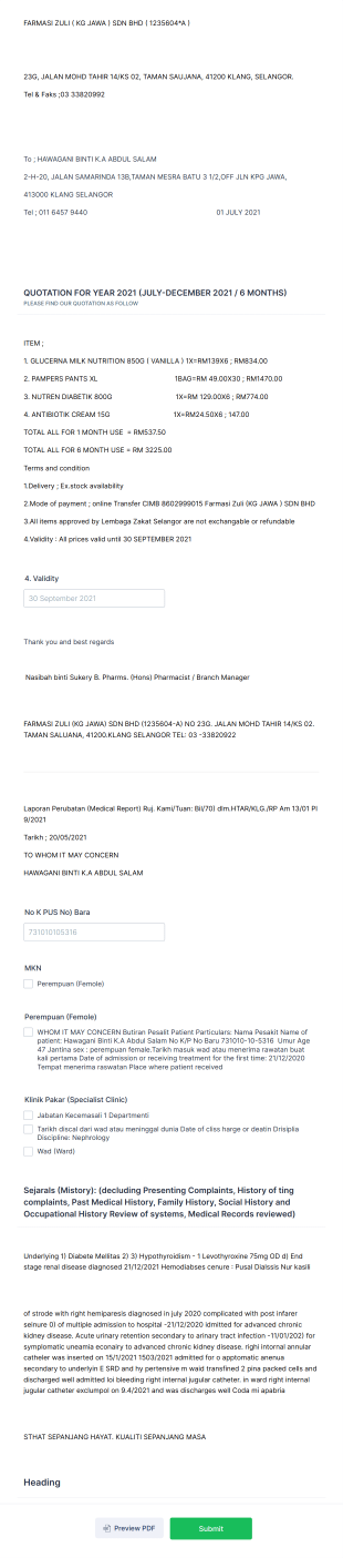 Farmasi Zuli (Kg Jawa) Sdn Bhd (1235604 A) Form Template