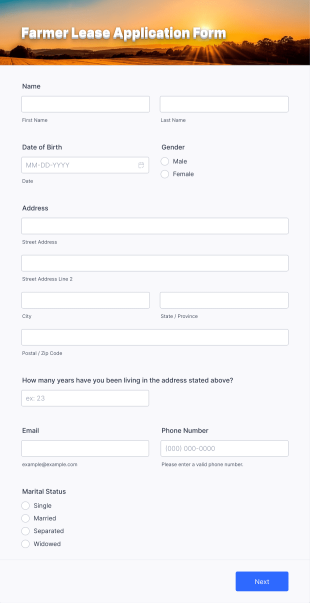 Farmer Lease Application Form Template