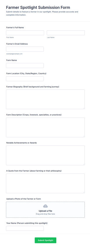 Farmer Spotlight Submission Form Template