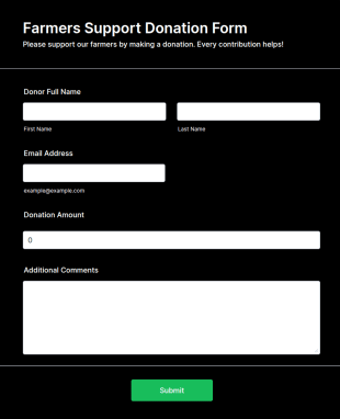 Farmers Support Donation Form Template